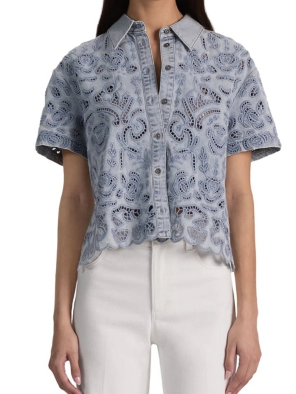 Alice and Olivia Lane Denim Eyelet Shirt
